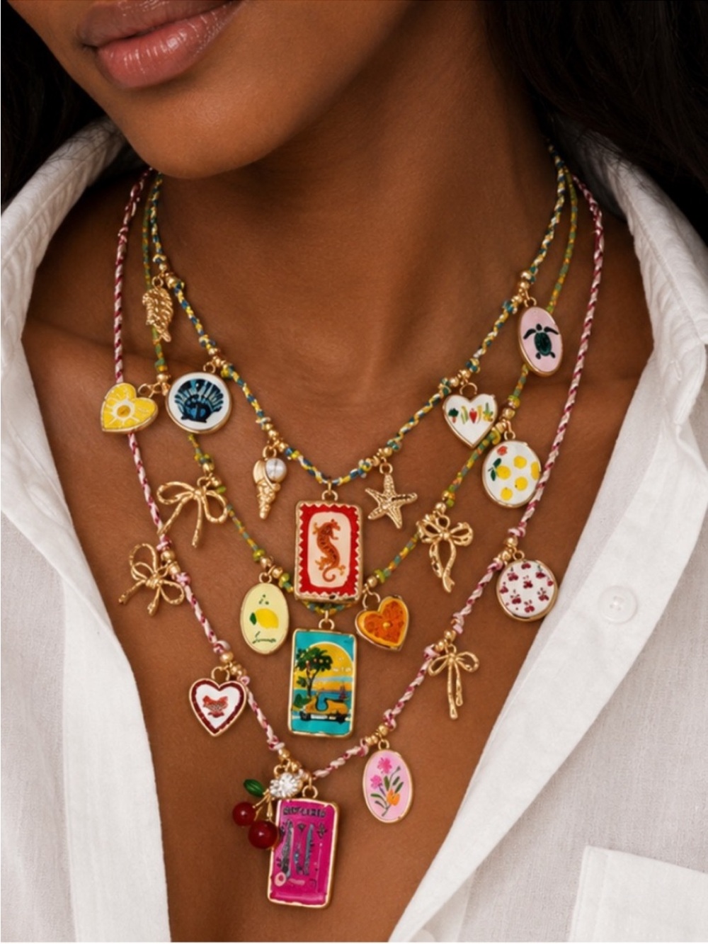 New! Coastal Colorful Stack Necklace Set NWOT 5030
